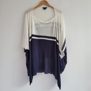 ☀️Lauren Ralph Lauren Blue and White Knit Poncho